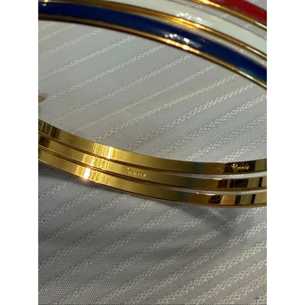 Crown Trifari Red White Blue Bangles Bracelets Signed Set Of 3 - Picture 6 of 6
